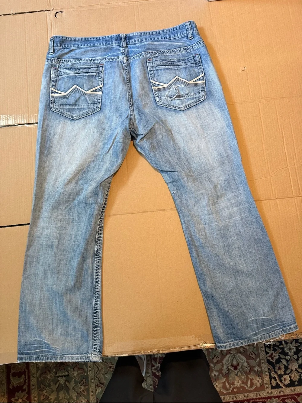 Light Blue Distressed Men's Jeans 40x30